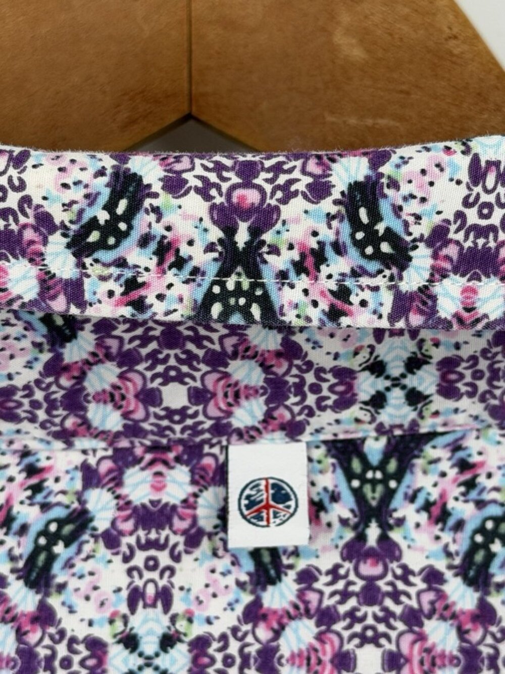 JOHN LENNON Men's Purple Abstract Geo Pattern Long Sleeve Button Down Shirt MED - Picture 6 of 7